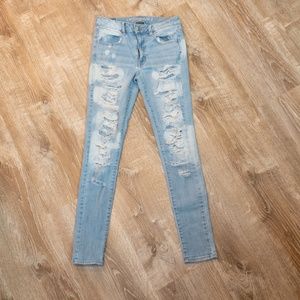 American Eagle High Rise Jeggings Ripped Stretchy Denim
